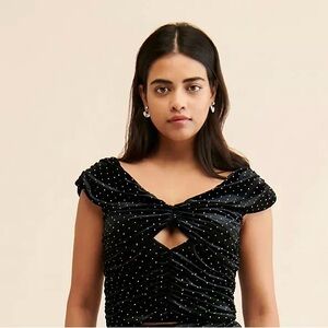 Anthropologie the Frolic velvet off the shoulder top
large